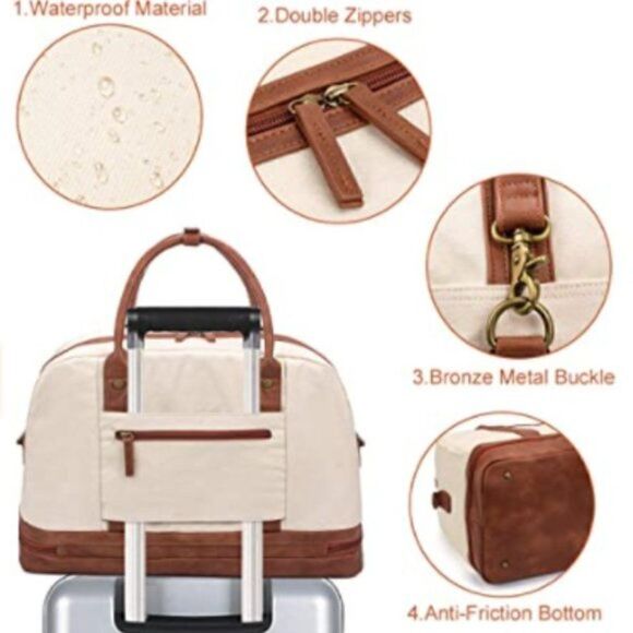 New Weekender Bag for Women Canvas Overnight Bag Large - Picture 4 of 8